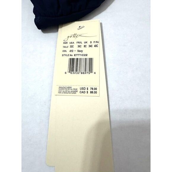 Profile by Gottex NWT Sz 32C  Navy Twist Front Halter V-Neck Bikini Top Swimsuit - Picture 5 of 10